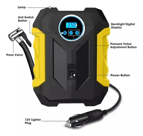 🔋✨Bomba de Neumáticos Portátil Digital con Luz LED 🔋🚗💨